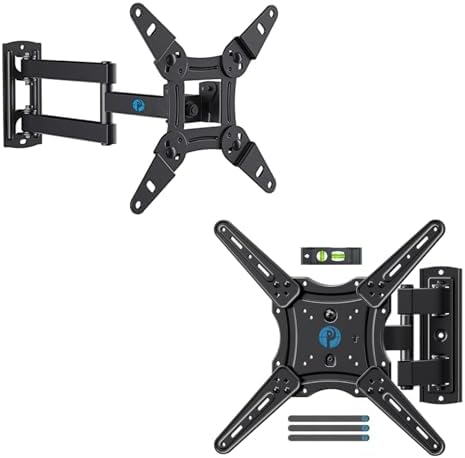 Pipishell Full Motion TV Monitor Wall Mount Bracket for Most 13-42 Inch TVs & Monitors PISF1 & Full Motion Articulating TV Wall Mount for 26-60 inch Flat or Curved TVs up to 77 lbs - PIMF7
