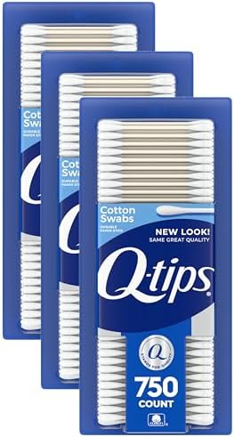 Q-tips Cotton Swabs for Hygiene and Beauty Care Original Cotton Swab Made with 100% Cotton 750 Count (Pack of 3)