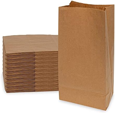 Prime Line Packaging Disposable Brown Paper Lunch Bags, Take Out, Delivery, Grocery, Bakery, Convenience Store Use, Bulk, 12 LB, 7x4.5x13.75 100 Pack
