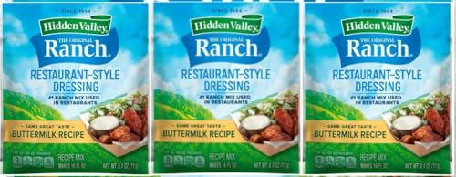 HIDDEN VALLEY Buttermilk Ranch Salad Dressing & Seasoning Mix, Gluten Free - Pack of 3