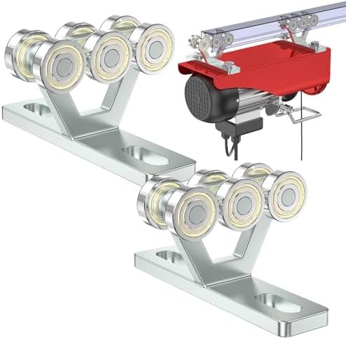SKTREX 6 Wheel Hoist Trolley with Rollers - Strut Trolley Assembly for Electric Hoist - Fits 1-5/8" Wide and Taller Strut Channel - High Strength and Silent Operation