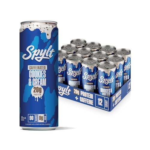 High Protein Cookies & Cream Milk with 60mg Caffeine & 20g Protein - Ready to Drink, Sugar Free, Lactose Free Milk, Perfect for Workout Recovery & Afternoon Pick Me Up - 12 Count