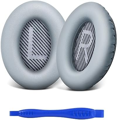 Link Dream Replacement Ear Cushions for Bose Quiet Comfort 35 Soft Protein Leather Replacement Ear Pad for Bose QC 35/25 / 15 QC2 / Ae2 / Ae2i / Ae2W / Sound Link/Sound True (Light Grey)