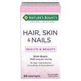 Nature's Bounty Optimal Solutions Hair, Skin & Nails Formula, 120 Coated Caplets (2 X 60 Count)