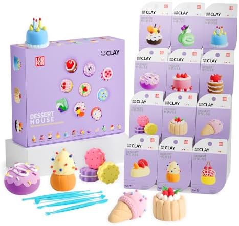 Air Dry Clay Kits - Modeling Clay for Kids, Ultra Light & Soft, Safe & Non-Toxic, 12 Boxes DIY Model Magic Clay with Sculpting Tools & Tutorials, Creatible Art Crafts Toys Gifts Boys Girls