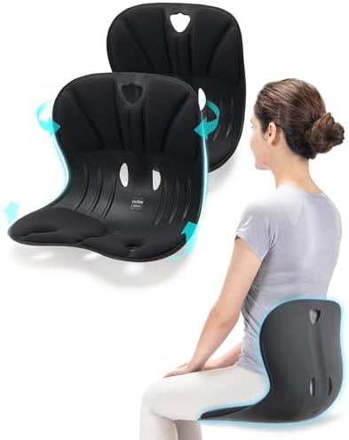 curble Wider(Standard Wide) 2PACK – Ergonomic Back Support Chair, Lumbar Support for Posture Correction & Back Pain Relief, for Office, Floor Seat and Work from Home, Patented(2P Black)