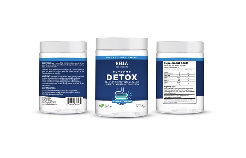 Bella All Natural Mini Extreme Detox Powder (Unflavored) - Complete Colon Cleanser and Full Body Detox, 30gm 1.05 Ounce 0.25 pounds