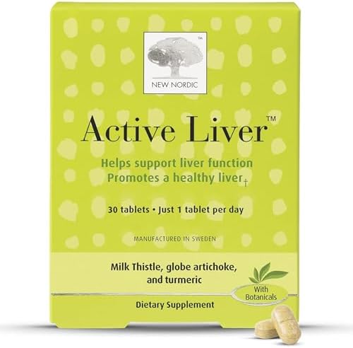 NEW NORDIC Active Liver, Daily Liver Supplement, Milk Thistle, Artichoke & Turmeric, 30 Count (Pack of 1)