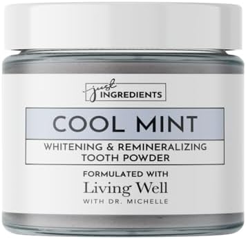 Living Well with Dr. Michelle- Remineralizing & Whitening Tooth Powder Cool Mint-Contains hydroxyapatite, Strengthen, Protect, and Rebuild Teeth and Improve Your Health