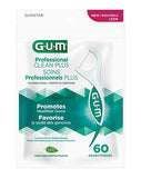 GUM Professional Clean Plus Dental String Flosser Picks, Fresh Mint, Shred-Resistant Floss, 6 bags X 60ct (360 Flossers)