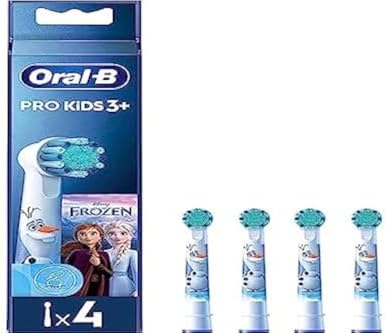 Oral-B Pro Kids Electric Toothbrush Head, with Disney Frozen Characters, Extra Soft Bristles, for Ages 3+, Pack of 4 Toothbrush Heads, White