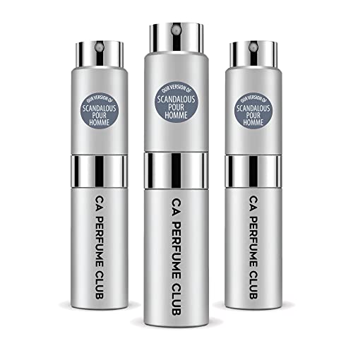 CA Perfume Club Impression of Rojadoor Scandalous Pour Homme For Men Replica Version Fragrance Dupes Concentrated Long Lasting Eau de Parfum Spray Refillable Atomizer Bottle 0.27 Fl Oz-X3