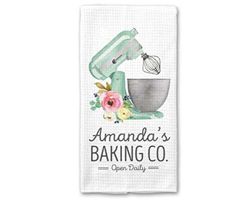 Floral Kitchen Mixer Baking Kitchen Towel – Waffle Weave, Lint-Free, Super Absorbent, Perfect for Sourdough Bakers, Cookies & Bread Makers