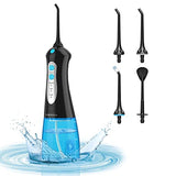 Water Dental Flosser Cordless for Teeth and Brace, 300ML Portable Dental Oral Irrigator, 3 Modes Water Flossing Pick, 4 Water Jet Tips IPX7 Waterproof Teeth Cleaner for Travel