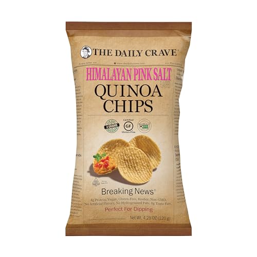 The Daily Crave Himalayan Pink Salt Quinoa Chips, 4.25 Oz (Pack Of 8) 4g Protein, 2g Fiber, Gluten-Free, Non-Gmo, Crunchy