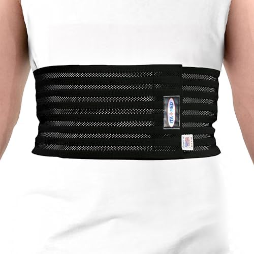 ITA-MED Breathable Elastic Rib Brace for Men, Ideal Compression Support Wrap/Belt for Broken, Cracked, Dislocated & Fractured Ribs, Made in USA (Black, Large)