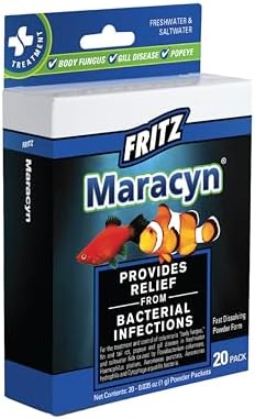 Fritz Maracyn - for Saltwater and Freshwater gram-Positive Relief from Bacterial gil, Popeye, More - Easy dose Packets, 20 Count