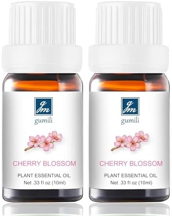Cherry Blossom Essential Oil Fragrance Oil for Diffuser Candle Soap Making Perfume DIY Laundry Cleansing, 10ml*2 Bottles