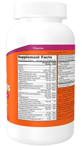 NOW Supplements, Liquid Multi Gels with Lutein and Lycopene, plus Flax Seed Oil, 180 Softgels