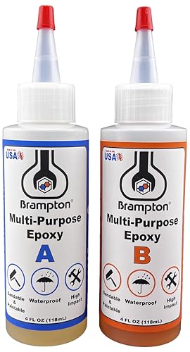 Brampton Multi-Purpose Epoxy - Epoxy Glue Kit for Metal, Wood, Tile, Most Plastics & More - Sets in 30 Minutes - Strong, Durable, Waterproof, Sandable, and Paintable Epoxy Resin (8 oz Kit)
