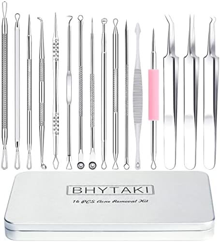 Blackhead Remover Tools, 2024 Latest 16 PCS Pimple Popper Tool Kit, Acne Blackhead Tools for Blemish, 410 Premium Professional Stainless Acne Pimple Extractor Tool with Metal Box