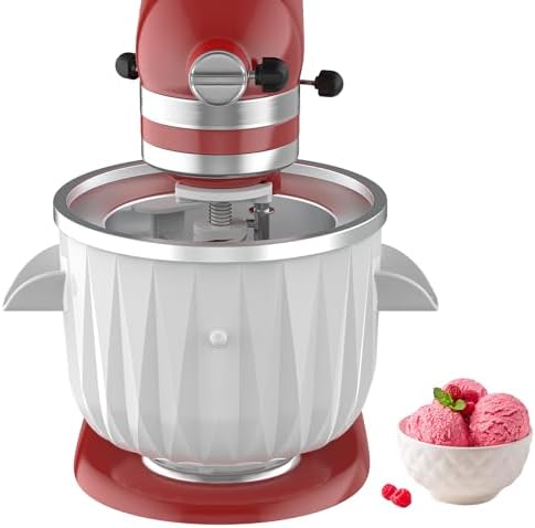 Ice Cream Maker Attachment for Kitchenaid Stand Mixer, 2 Quart Ice Cream Attachment Fits for 4.5Qt and Larger Stand Mixers, Frozen Yogurt, Ice Cream & Sorbet Gelato Maker by InnoMoon