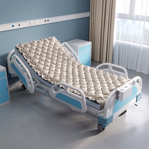 VOCIC Alternating Air Pressure Mattress Pad, Bed Sore Prevention Solution Mattress Topper with 6-setting Adjustable Pump, Waterproof Pressure Relief Ulcer Cushion Pad for Hospital Beds and Home Use