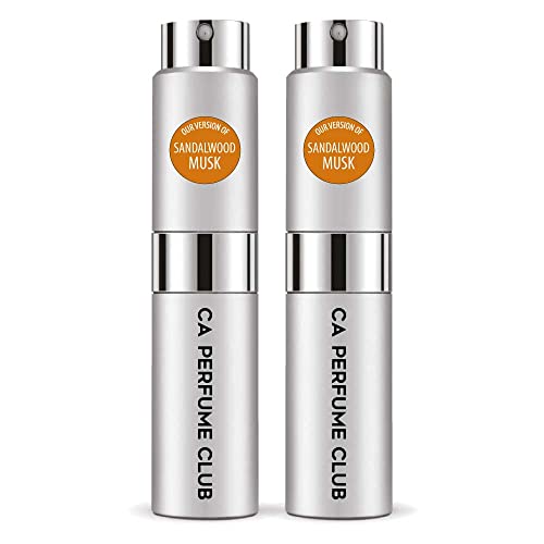 CA Perfume Impression of Emra Sandalwood Musk For Women & Men Fragrance Concentrated Long Lasting Eau de Parfum Spray Refillable Glass Atomizer Bottle 0.27 Fl Oz-X2