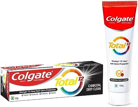 Colgate Total Charcoal Deep Clean Toothpaste 150Gm/5.2oz and Soft Toothbrush Free for Whole Mouth Health