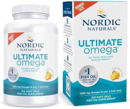 Nordic Naturals Ultimate Omega, Lemon Flavor - 210 Soft Gels - 1280 mg Omega-3 - High-Potency Omega-3 Fish Oil with EPA & DHA - Promotes Brain & Heart Health - Non-GMO - 105 Servings