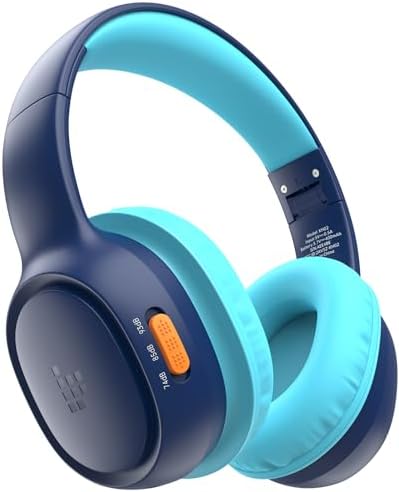Tronsmart KH02 Kids Bluetooth Headphones, Volume Limit 74/85/93dB, 45H Playtime, Bluetooth 5.3, Built-in 3.5mm Audio Cable, Foldable, Wireless Headphones with Microphone for School/Travel/Plane (Blue)