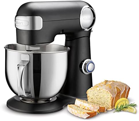 Cuisinart Stand Mixer, 12 Speed, 5.5 Quart Stainless Steel Bowl, Chef’s Whisk, Mixing Paddle, Dough Hook, Splash Guard w/ Pour Spout, Poppy Seed, SM-50PSNAS