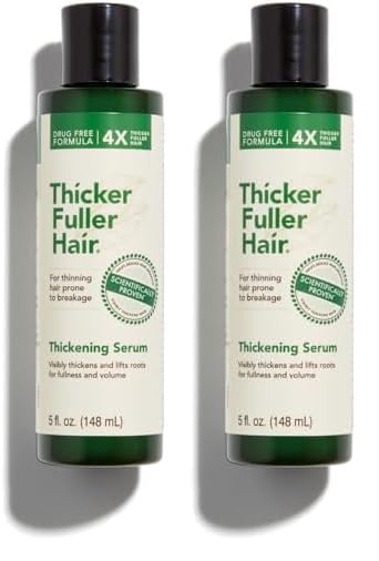 Thicker Fuller Hair Hair Thickening Serum Advanced Thickening Solution - 5oz - Thickens & Lifts Roots for Fullness & Volume - Mongongo & Green Coffee Oils Fortify Hair & Reduce Breakage (Pack of 2)