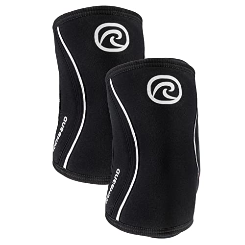 Rehband Elbow 5mm Compression Sleeve, Neoprene Elbow Sleeves for Weightlifting, Anatomical Design, Non-Slip & Close Fitting, Elbow Support Unisex, Colour:Black - 1 Pair, Size:Medium