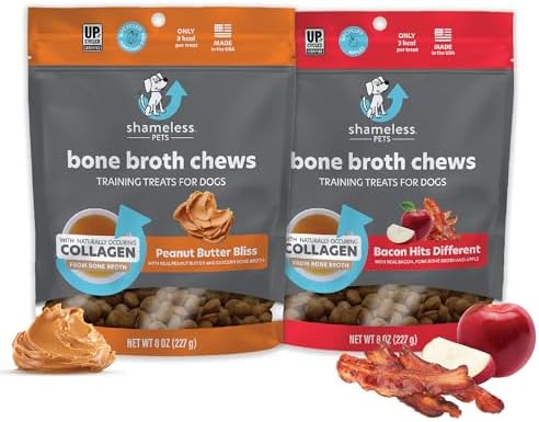 Shameless Pets Dog Training Treats Bacon/Apple and Chicken/Peanut Butter - Natural and Soft Puppy Treats with Collagen - Medium Dog Treats Pack of 2 (8oz Each)