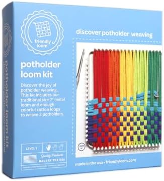 Harrisville Designs Friendly Loom | 7" Traditional Potholder Loom Kit | Craft 2 Cotton Potholders