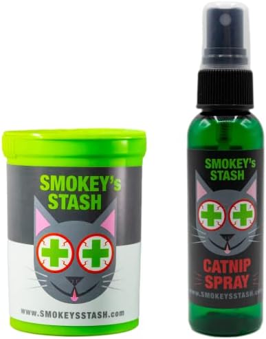 Smokey's Stash Cat Catnip Spray and Dried Organic Catnip Combo Maximum Potency cat nip Bundle