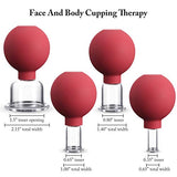 4 Pieces Glass Cupping Set Glass Silicone Cupping Cups Massage Vacuum Suction Cupping Cups for Body Face Leg Arm Back Shoulder Muscle and Joint Pain (Red)