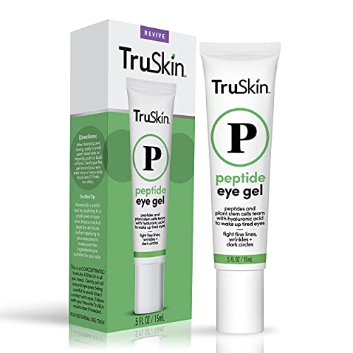 TruSkin Peptide Eye Gel – Improve Look of Lines & Brighten Eye Area – Dark Circles Under Eye Care with Peptides, Plant Stem Cells, Hyaluronic Acid – Wake Up Tired Eyes, 0.5 fl oz