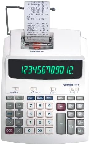 Victor 1226 Thermal Printing Calculator, 12-Digit Display, 8.0 LPS Printing Speed, Off-White