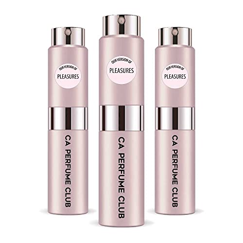 CA Perfume Impression of Estee L. Pleasures For Women Replica Version Fragrance Dupes Concentrated Long Lasting Eau de Parfum Spray Refillable Atomizer Bottle 0.27 Fl Oz-X3