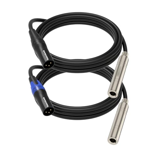 2 Pack 1/4 to XLR Cable,Balanced 1/4" Female to XLR Male Stereo Audio Adapter,XLR Male to TS/TRS Quarter inch Connector Converter Interconnect Cable - 5Ft(1.5M)