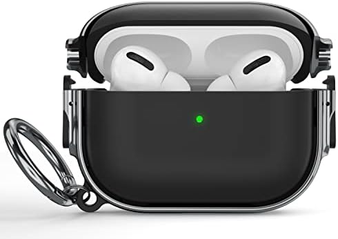 Maxjoy for AirPods Pro 2nd/1st Generation Case with Lock, Cute AirPods Pro 2 Case Lock Protective Hard AirPod Pro Cover for Women Men with Keychain for Airpod Pro (2023/2022/2019), Black/Grey