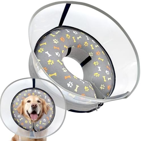 Dog Cone Collar with Enhanced Anti-Licking, Inflatable Dog Cone After Surgery, Adjustable Size with Soft Padding for Small Medium Large Dogs - S