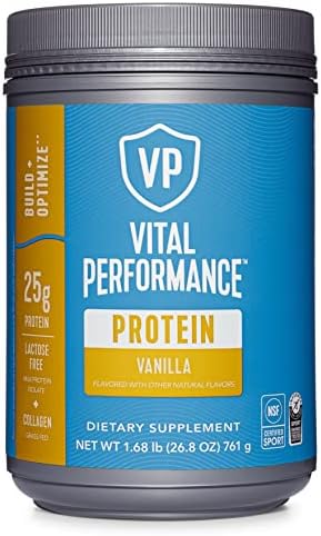 Vital Proteins Performance Powder, 25g Lactose-Free Milk Protein Isolate Casein & Whey Blend, NSF for Sport Certified, 10g Collagen Peptides, 8g EAAs, 5g BCAAs, Gluten-Free - Vanilla, 1.68lb