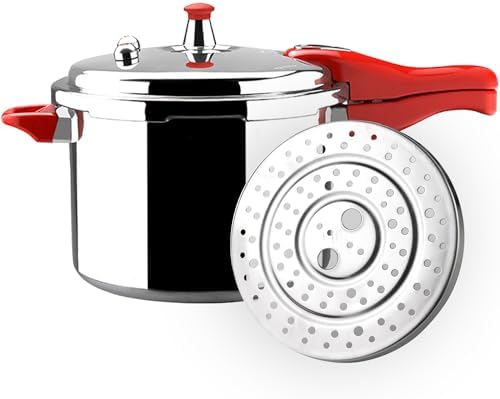 MAGEFESA Avant Red Pressure Cooker, 6.2 Quart, made of very resistant aluminum, compatible with gas, electric, ceramic stoves, pressure canner, canning cooker pot, stove top instant fast cooking