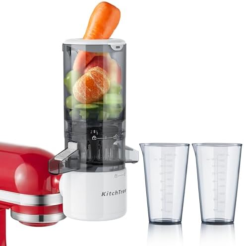 Slow Cold Press Juicer Attachment for KitchenAid Stand Mixer, 4.2" Large Feed Chute Fit Whole Vegetables & Fruits, Masticating Juicer Attachment for KitchenAid, Easy to Clean