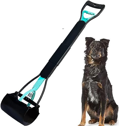 32" Tall Pooper Scooper, Large Pooper Scooper for Dogs Heavy Duty, Dog Pooper Scooper with Long Handle & High Strength Durable Spring, Foldable Dog Poop Pick Up (Bottom Seamless)