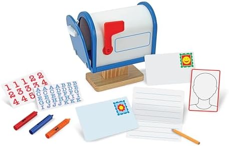 Melissa & Doug My Own Wooden Mailbox Activity Set and Educational Toy Kids Toy Mailbox With Reusable Letters And Post Cards, Pretend Play For Preschoolers And Kids Ages 4+