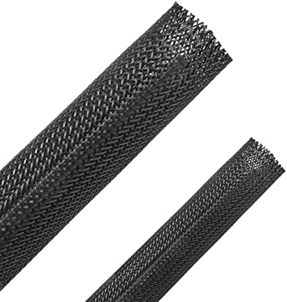 50ft - 1/2 Inch & 1/4 Inch Expandable Braided Cable Sleeve, Braided Wire Sleeving, Cable Wrap Mesh Wire Loom